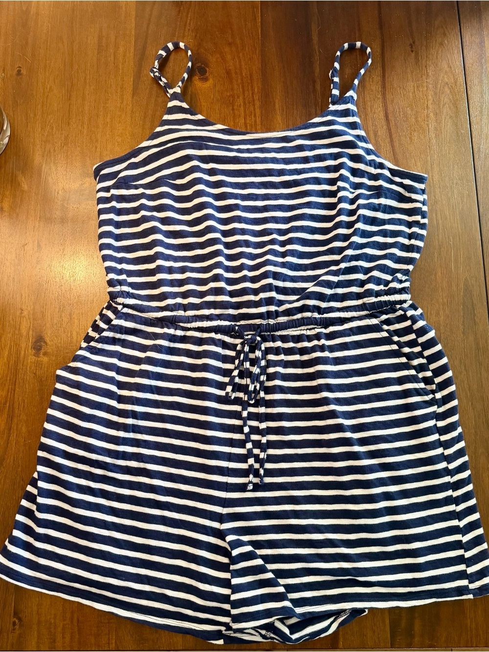 Torrid White and Navy Striped Romper
